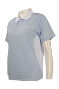 P802 團體訂購Polo恤 設計腰部撞色款Polo恤 自製logo款  香港協會  Polo恤專營店    天藍色撞白色領